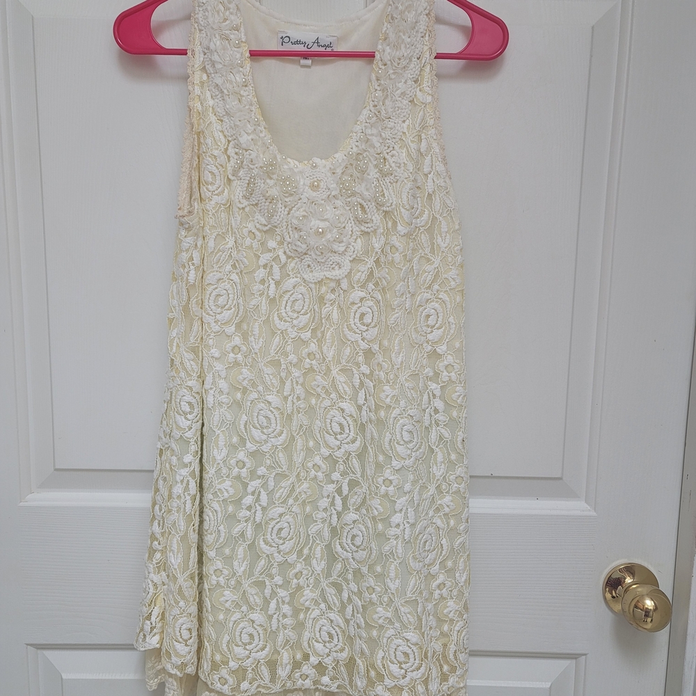 Pretty Angel Ivory Floral Lace Top